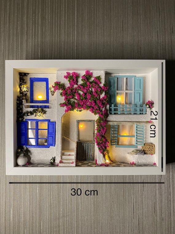 3d Wall Art Shadow Box Miniature Mediterranean Style Diorama 