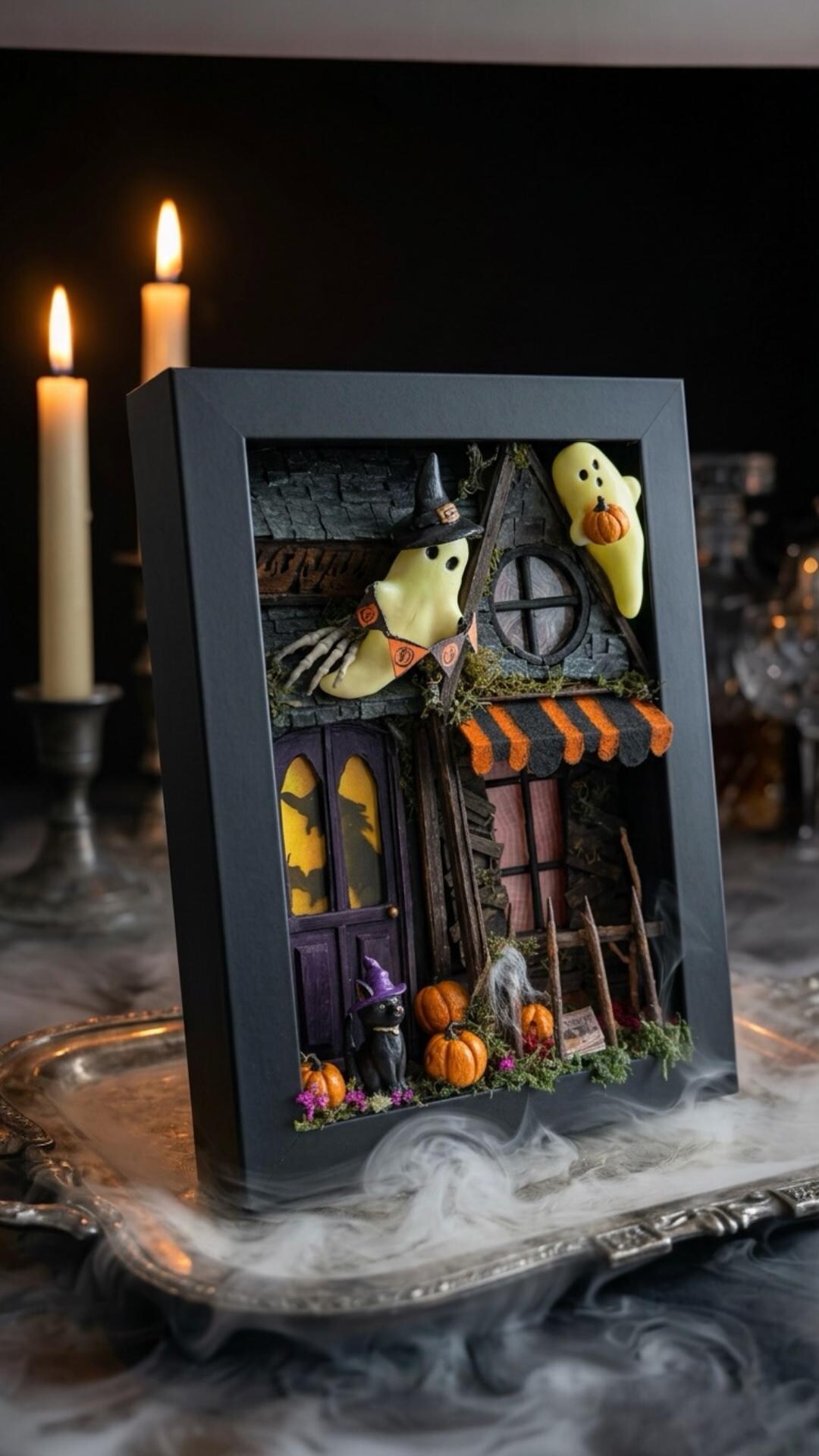 ハロウィーン❇️シャドーボックス ハロウィンのミニチュアシャドーボックス、不気味な幽霊のジオラマ