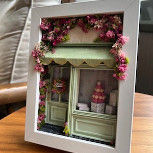 Miniature Macarons Shop  Themed Diorama Frame, Shadow Box