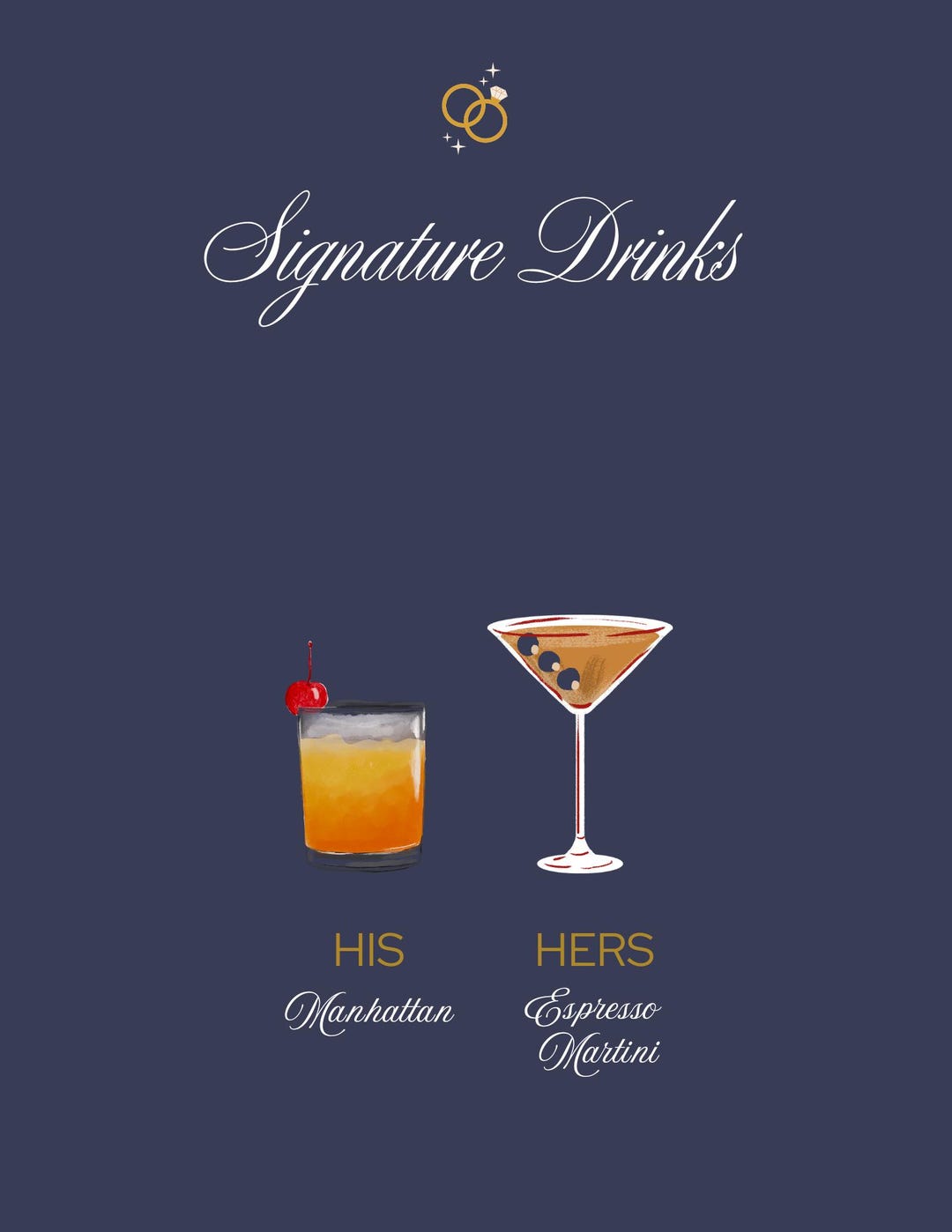 This Downloadable Signature Drink Sign Can Be Edited For The Bar To Any This downloadable signature drink sign can be edited for the bar to any