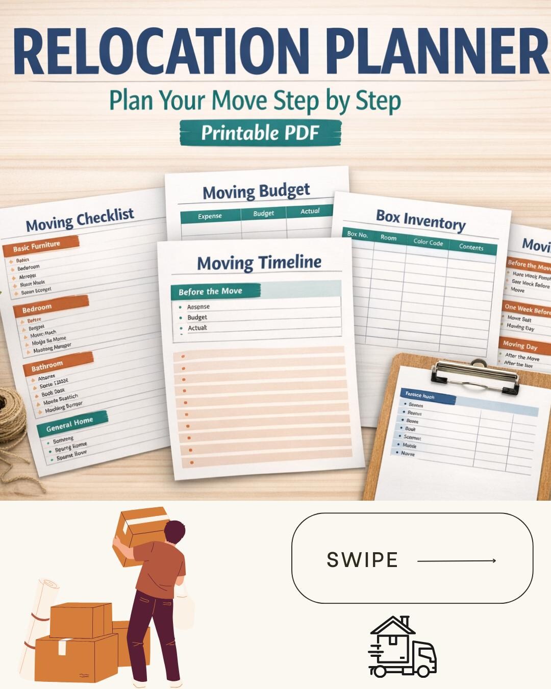 Moving Planner Printable | Relocation Checklist, Budget, Timeline (PDF ...