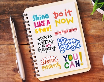 Positive Quotes Sticker Pack - Motivational Stickers - Optimism Stickers - Positivity Quotes - Inspiring - You Got This - Good Vibes