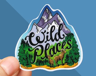 Mountain Sticker - Wild Places Decal - Nature Sticker - Outdoorsy Sticker - Mountain Sticker for Water Bottle, Laptop, Phone - Nature Decals