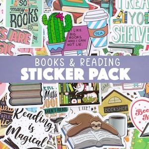 Book Sticker Pack - Reading Stickers - Book Club Stickers - I love Reading Stickers - Reading Gifts - I Love Books - Read More Books