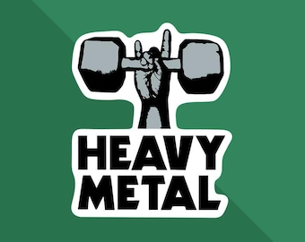 Gym Sticker: Heavy Metal - Funny Workout Sticker - Weight Lifting Sticker - Squat Sticker - Gym Gifts - Crossfit - Orange Theory - Dumbell
