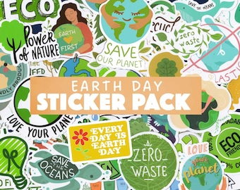 Earth Day Sticker Pack - Save Our Planet - Zero Waste - Save the Ocean -Environmental Decals - Earth Love - Eco Friendly - Sustainability