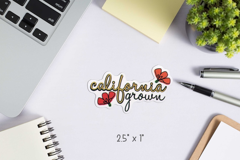 California Grown Sticker - California Born and Raised Decal - California Gifts - CA Native Sticker - Love California - West Coast Sticker