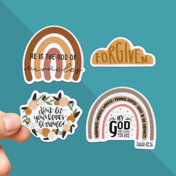 Christian Sticker - Faith - Bible Study Decal - I Am Forgiven - Don't Let Your Heart Be Troubled - Isaiah 42:16 - My God That Is Who You Are