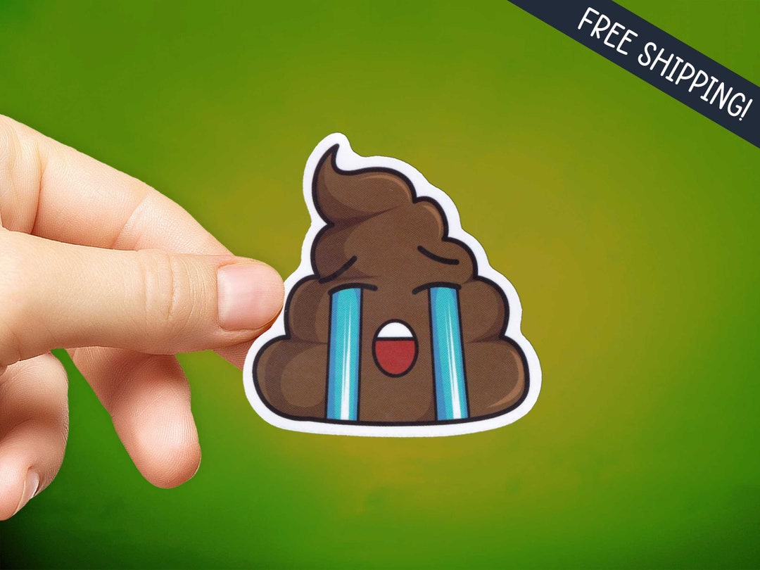 Poop Emoji Sticker Crying Poop Emoji Sticker Fun Novelty Etsy