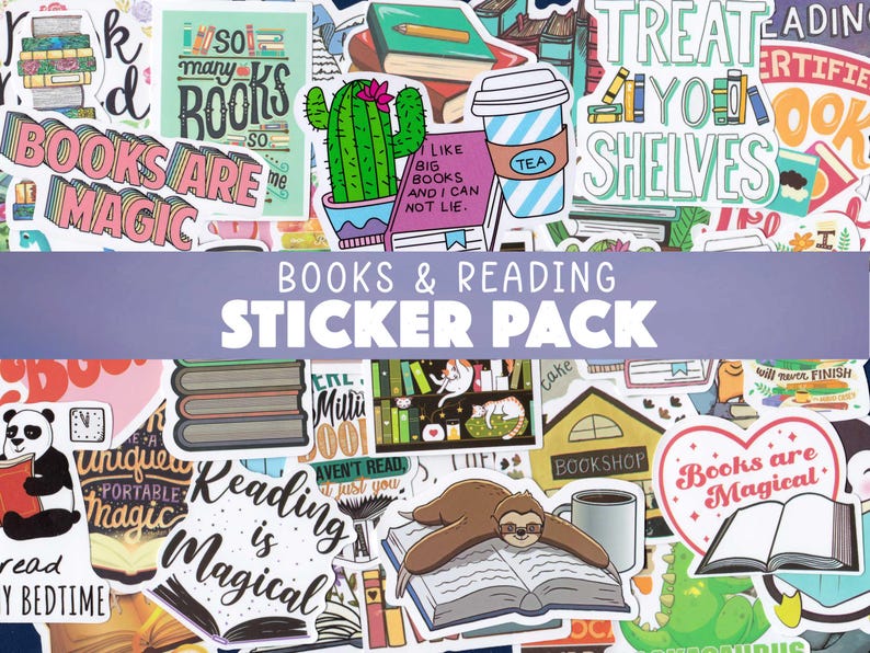 Book Sticker Pack - Reading Stickers - Book Club Stickers - I love Reading Stickers - Reading Decals - I Love Books - Read More Books