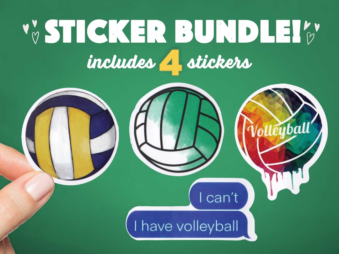 Volleyball Sticker Pack 4 Pcs I Love Volleyball I Etsy