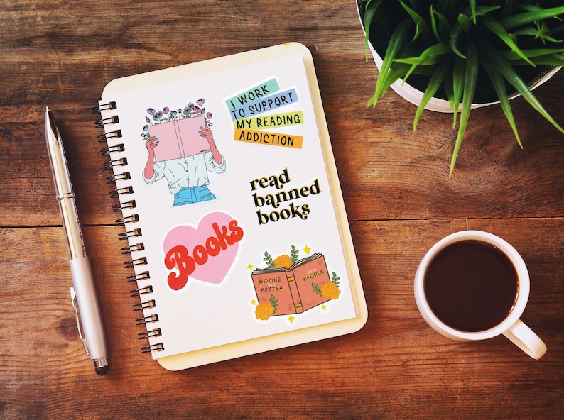 Book Stickers - Reading Stickers - Book Club Stickers - I love Reading Stickers - Reading Decals - I Love Books - Reading More Books -Bookie