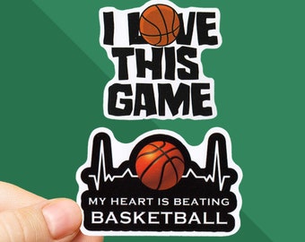 Basketball Stickers: My Heart Is Beating Basketball - I Love This Game Sticker - Team Gift - Basketball Team - Basketball Gift - NCAA