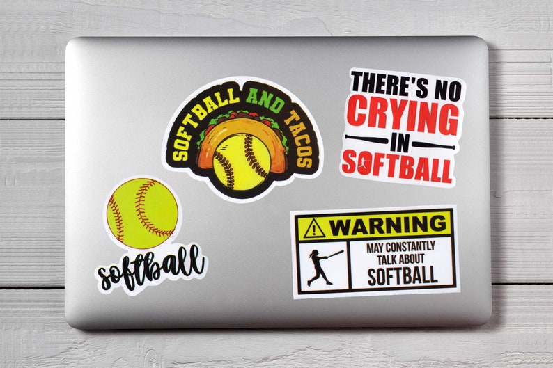 Sofball Ribbon Sticker Softball Stickers - Softball Sticker Pack - Softball Decal - Softball ...