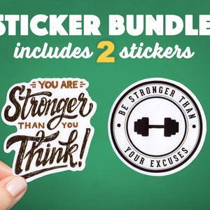 Workout Stickers - Gym Stickers - 2 pcs - Stronger Than You Think Sticker - Fitness - Crossfit - Pilates - Orange Theory - Motivational