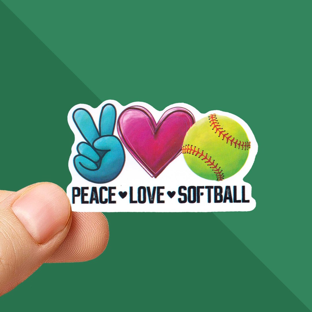 Softball Stickers Peace Love Softball Sticker Sports Etsy
