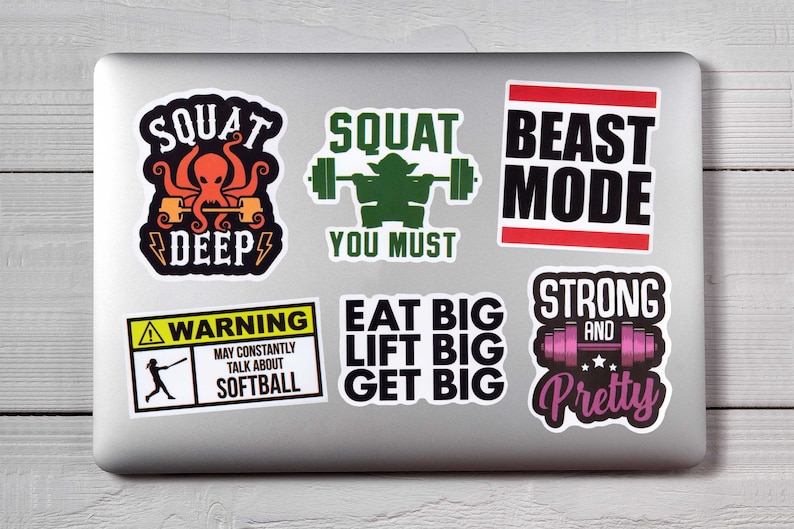 Get Fit Sticker Gym Sticker Pack- Squat Sticker - Crossfit - Weight Lifting - Workout ...