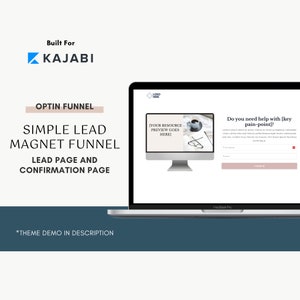 Kajabi Simple Lead Funnel | Kajabi Funnel Template | Kajabi Lead Magnet Template | Kajabi Page Template | Lead Funnel Template