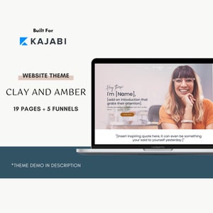 Clay & Amber Theme: Kajabi Website Template | Kajabi Website Bundle Jenna Kutcher Inspired| Kajabi Neutral Website Template for Creatives