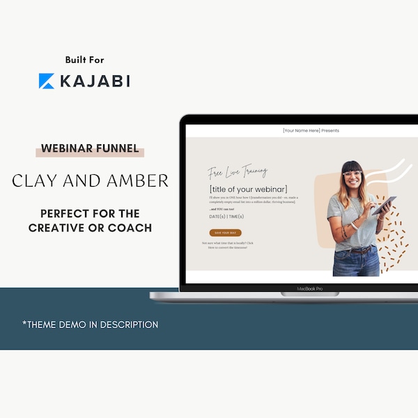 Clay & Amber Theme: Kajabi Webinar Funnel Template | Kajabi Webinar Funnel Template | Launch Sales Funnel Template | Kajabi Template