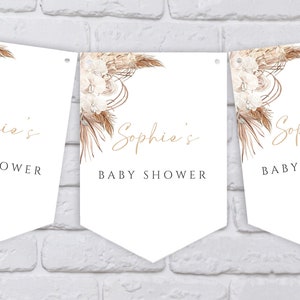 Pampas Flowers Baby Shower Bunting - Banner