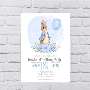 Blue Peter Rabbit Baby Shower Invitation