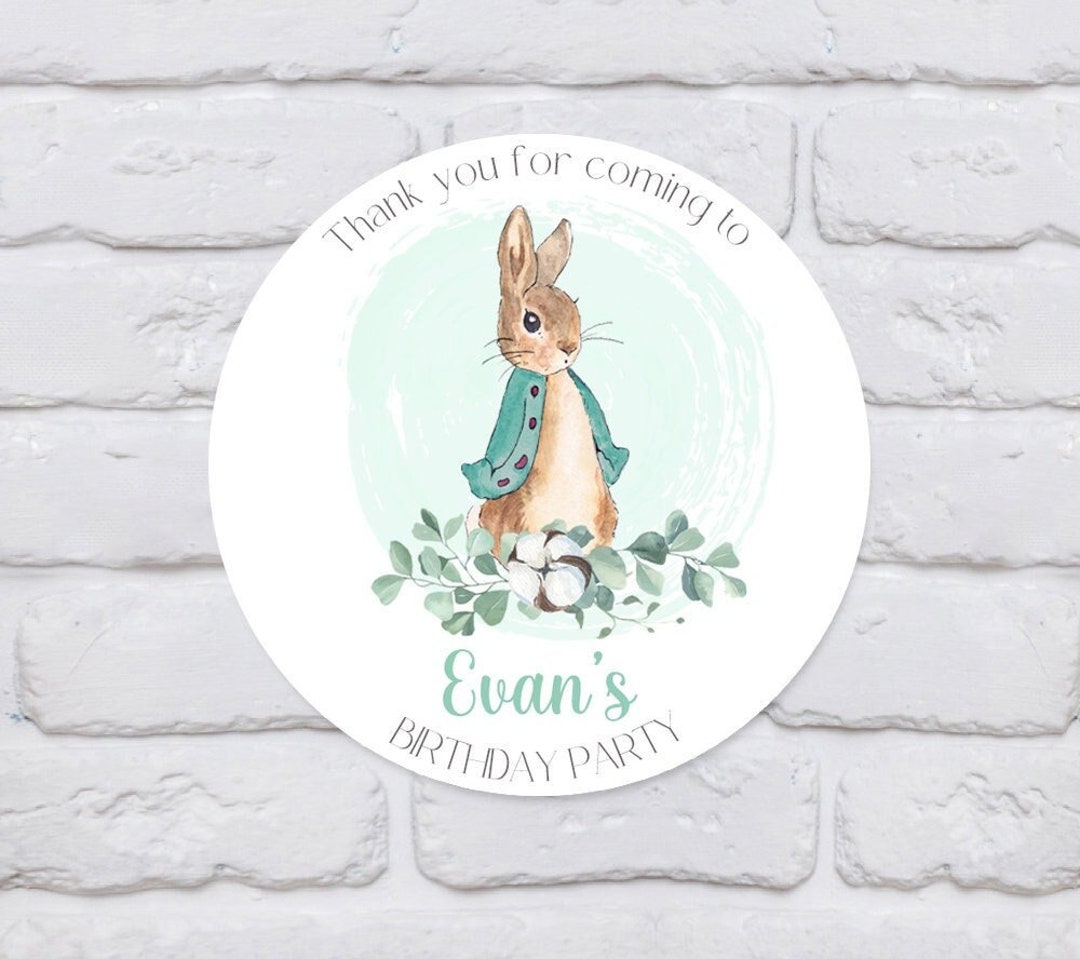 Green Peter Rabbit Birthday Party Stickers - Etsy