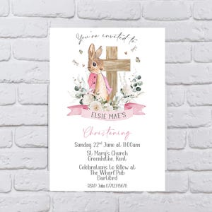 Personalised Peter Rabbit Flopsy Baptism, Christening, Dedication, Holy Communion or Naming Day Invitations
