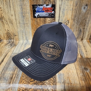 Czapka typu snapback z siateczką Trucker z tyłu, z wędzoną mięsem, unisex, nowa skórzana naszywka, czarno-szara