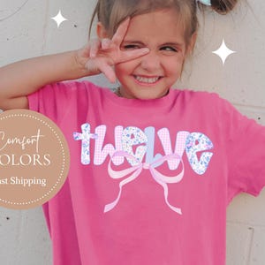 12th Birthday Girl Shirt Pink Bow Comfort Colors Shirt 12th Birthday Gift Twelve Birthday Shirt for Girl 12 Year Old Birthday Shirt Coquette