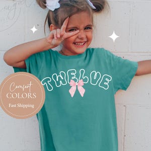 12th Birthday Shirt Pink Bow Comfort Colors Shirt 12th Birthday Gift Twelve Birthday Shirt for Girl 12 Year Old Birthday Shirt Coquette
