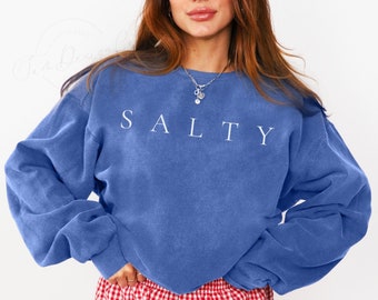 Salty Sweatshirt Beach Sweatshirt Comfort Colors Minimal Summer Vacation Sweater Cute Beachy Hoodie Crewneck Beach Boat Life Coconut Girl