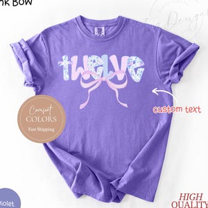 12th Birthday Girl Shirt Pink Bow Comfort Colors Shirt 12th Birthday Gift Twelve Birthday Shirt for Girl 12 Year Old Birthday Shirt Coquette