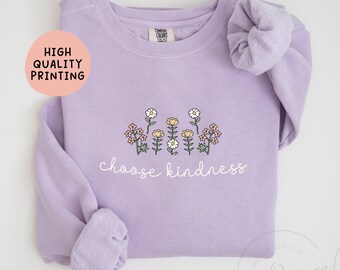 Choose Kindness Comfort Colors Sweatshirt,Retro Teacher TShirt,Positive Affirmation Mom Kindness Tee,Retro graphic Kindness VSCO Crewneck
