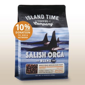 Fresh Medium/Dark Roast, 12 oz, Small Batch, Specialty Coffee - Salish Orca Blend