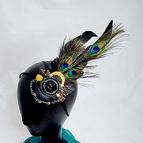 Gatsby Haarband  der 20er Jahre mit Pfauenfedern und Perlen
