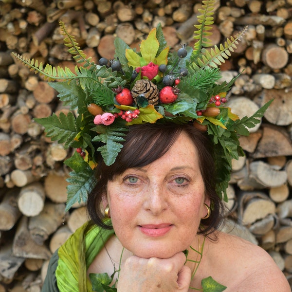 Forest fairy crown with fern and ivy