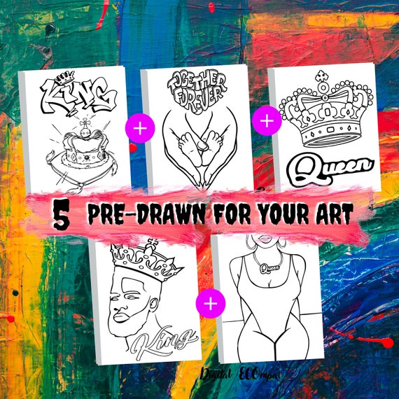 5 DIY Paint Partypaint and Sip Svg Predrawnoutline Canvas Etsy