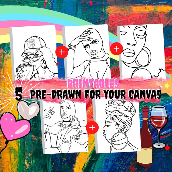 Pre Drawn Canvas Bulk Etsy