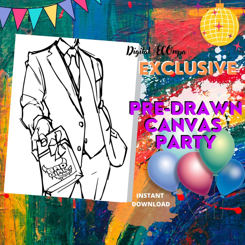 Diy Paint Partyking Paint and Sipsip and Paint Outline Etsy