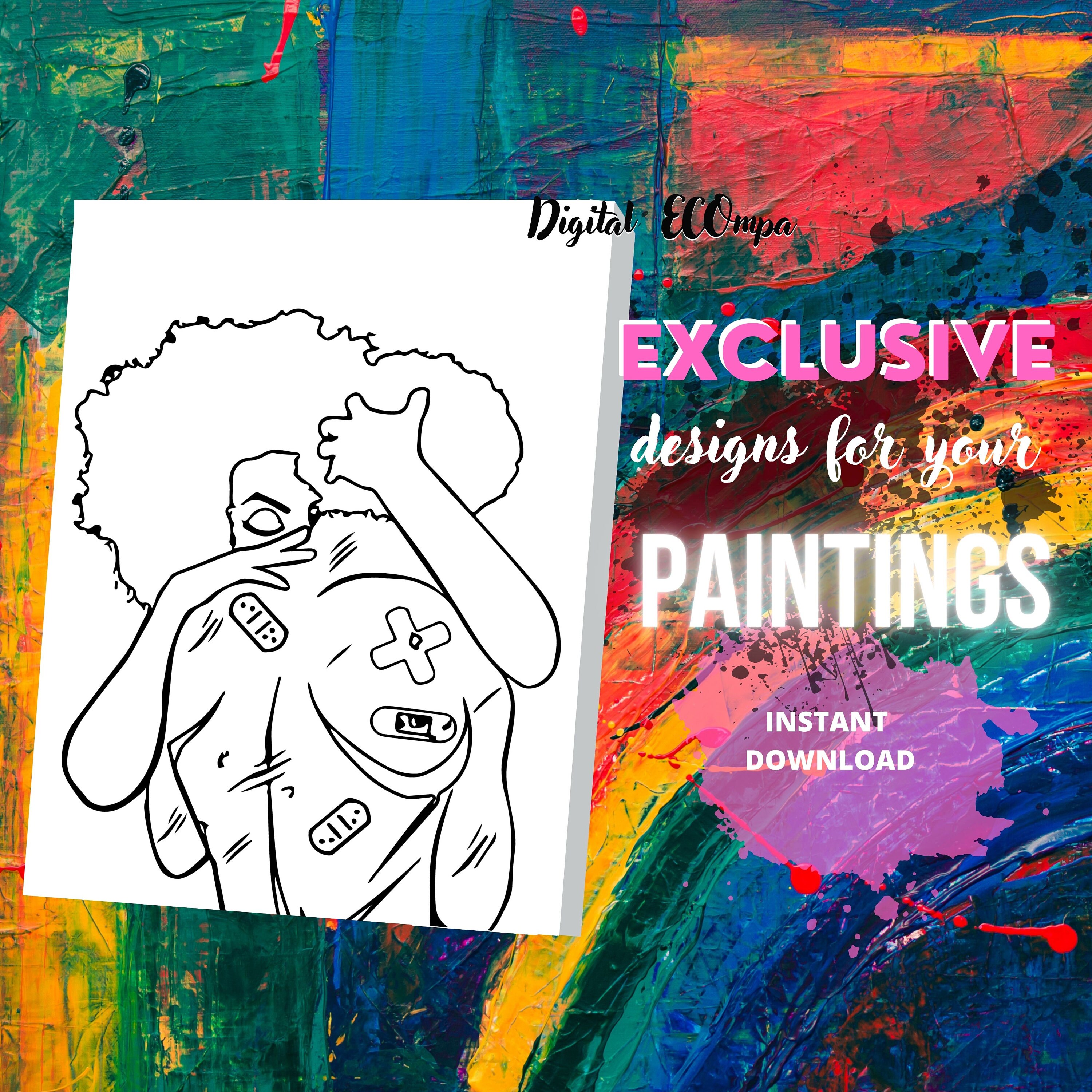 Sip and Paint Outline Svg-sip and Paint Canvas-paint and Sip - Etsy