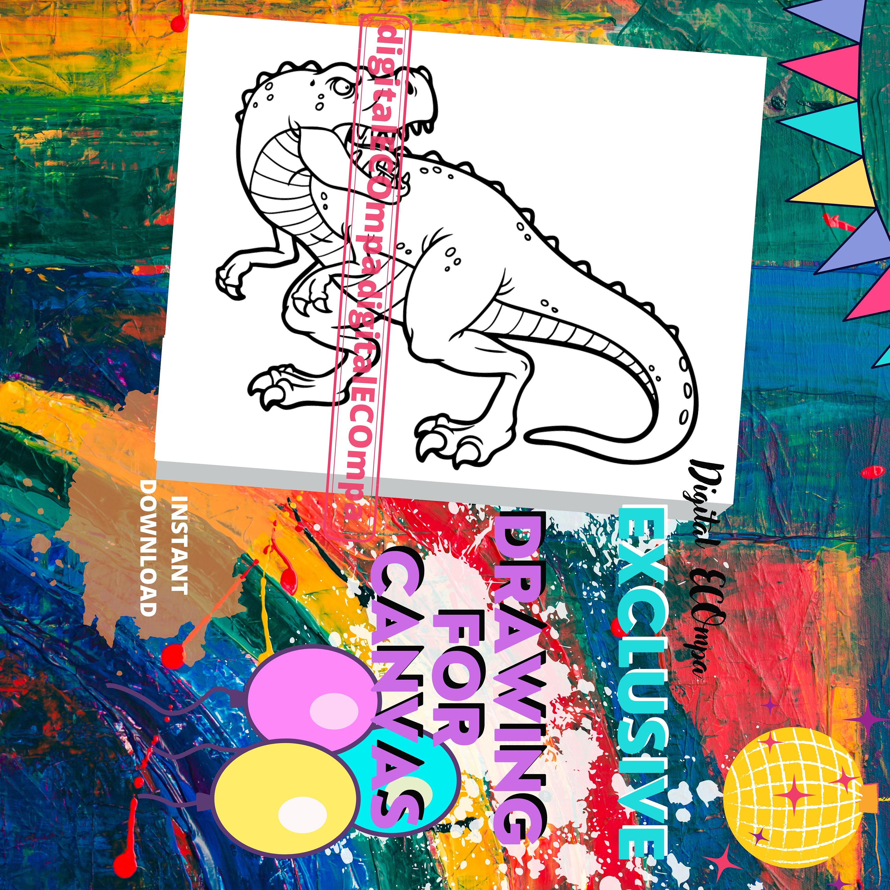 Trex Coloring Page for Kidsprintables Download for Paint - Etsy Australia