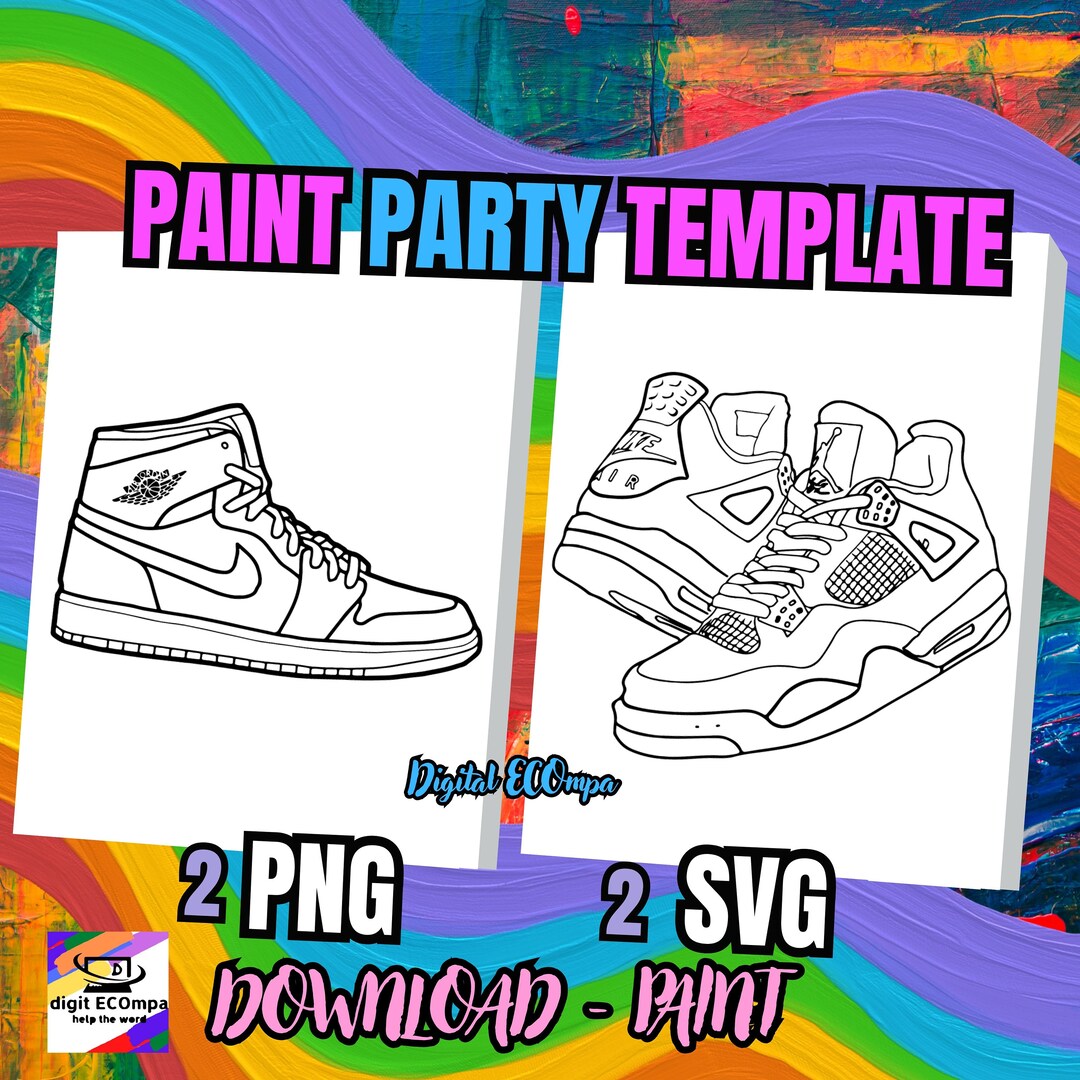 Sneakers Teen Sip and Paint Svg Diy Paint Party and Pre Etsy