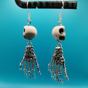 White Idle Hands Earrings | Boho Style | Alt Fashion | 925 Silver Hook | Clip-Ons |