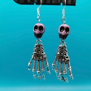 Purple Idle Hands Earrings | Boho Style | Alt Fashion | 925 Silver Hook | Clip-Ons |