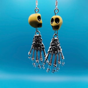 Yellow Idle Hands Earrings | Boho Style | Alt Fashion | 925 Silver Hook | Clip-Ons |