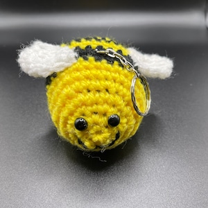 Hand Crochet Wool Bumble Bee Keyring