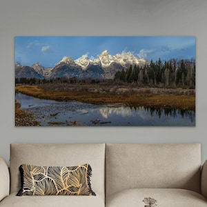 Teton mountains canvas wall art, Grand Teton picture, Teton National Park print, Wyoming Tetons landscape picture, framed artwork