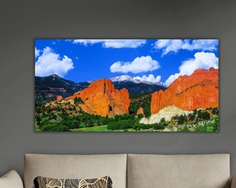 Garden of the Gods Print: Pikes Peak, Colorado Mountain Wall Art