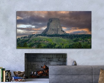 Devil's Tower Wyoming Landscape Photo: Panoramic Fine Art Print